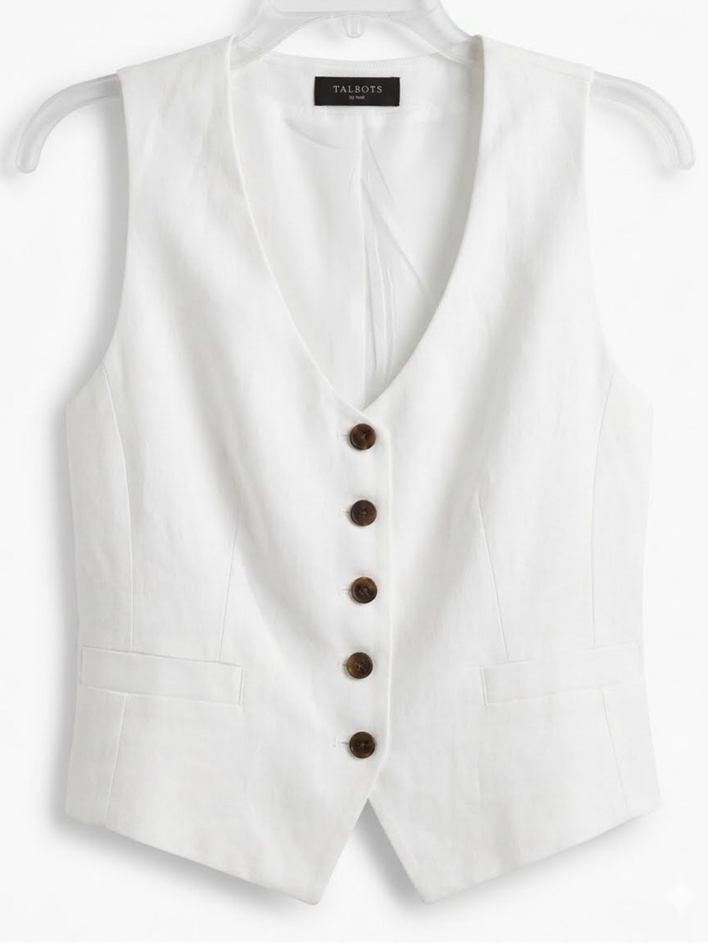 Talbots White Button-Front Vest - Picture 1 of 9